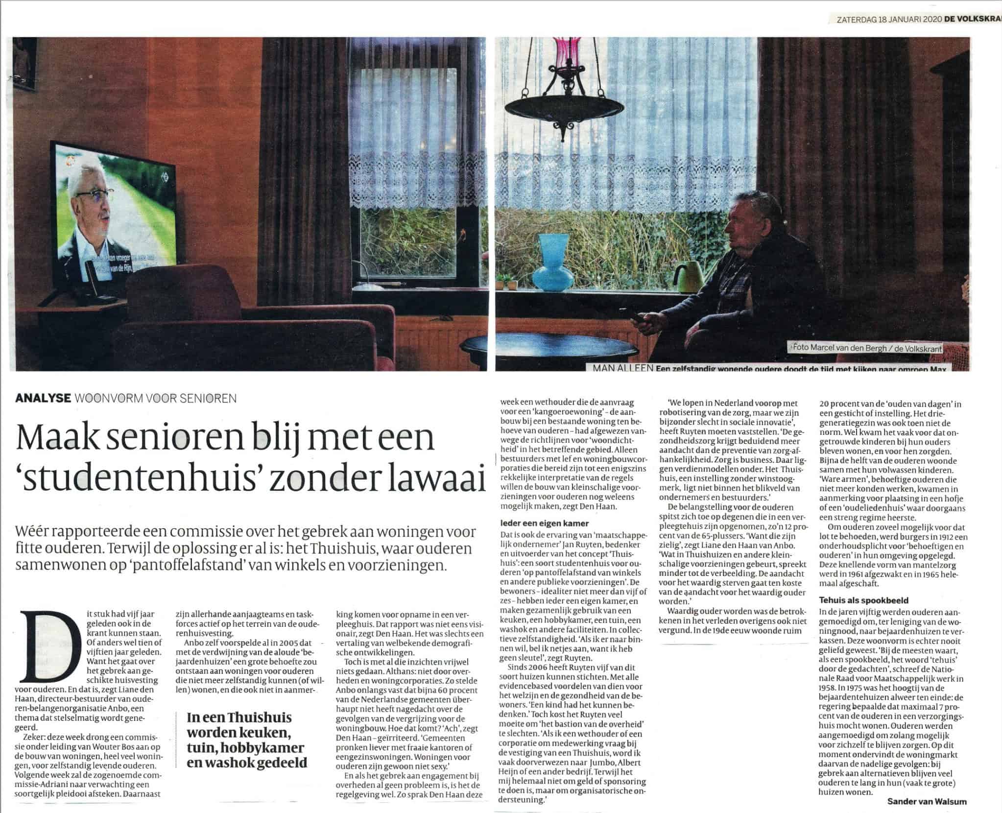 18 januari 2020 – Artikel in Volkskrant